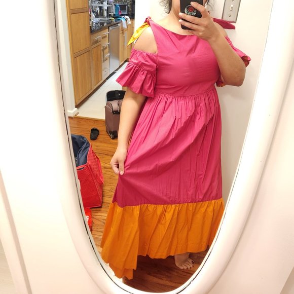 Gorgeous two-tone designer cotton high-low midi dress - Picture 5 of 5